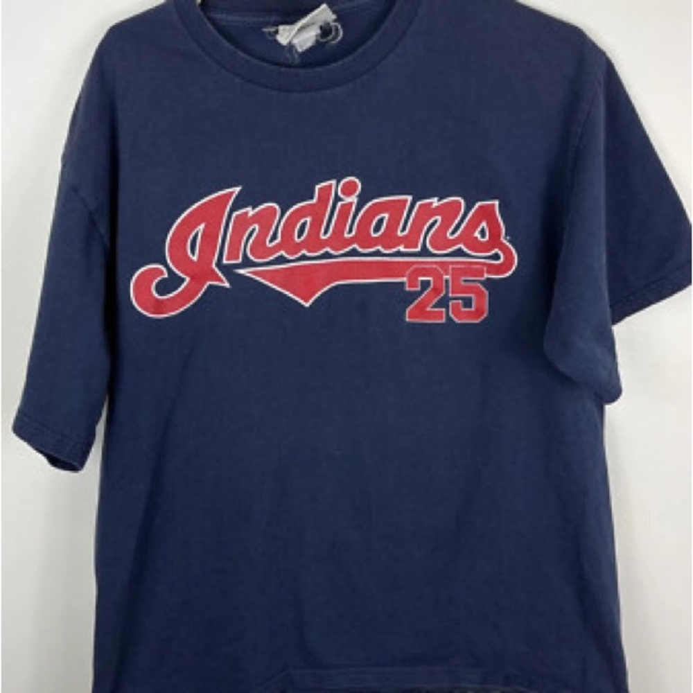Vintage Cleveland Indians Jim Thome Jersey Tshirt Off The Bench Y2k Size Large